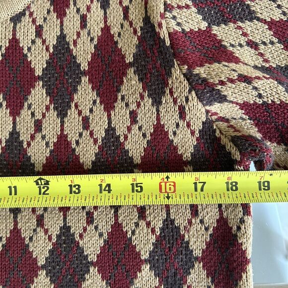 CLASSIC ELEMENTS Womens Vintage Brown‎ Argyle Zip Cardigan Size Petite Small - Picture 4 of 6